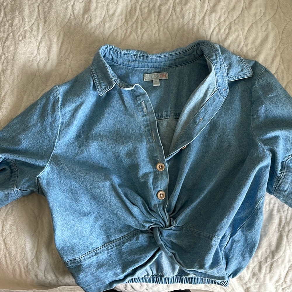 GB denim button up crop